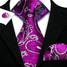 Load image into Gallery viewer, Tyrian Purple Paisley Tie Set