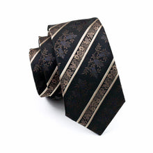 Load image into Gallery viewer, Brown Floral Striped Tie Set