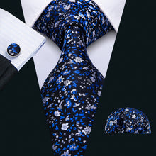 Load image into Gallery viewer, White and Blue Floral Tie Set