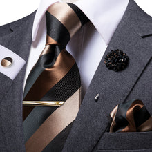 Load image into Gallery viewer, Black Copper Striped Tie Set