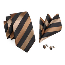 Load image into Gallery viewer, Black Copper Striped Tie Set