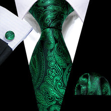 Load image into Gallery viewer, Emerald Green Paisley Tie Set