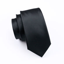 Load image into Gallery viewer, Satin Black Solid Silk Tie