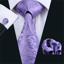 Load image into Gallery viewer, Blue Violet Paisley Tie Set