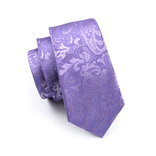 Load image into Gallery viewer, Blue Violet Paisley Tie Set