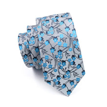 Load image into Gallery viewer, Silver Floral Tie Set