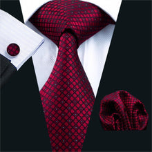 Load image into Gallery viewer, Dark Red Plaid Tie Set