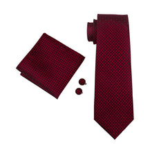 Load image into Gallery viewer, Dark Red Plaid Tie Set