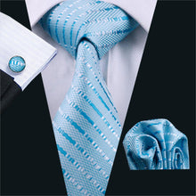 Load image into Gallery viewer, Ice Blue Striped Tie Set