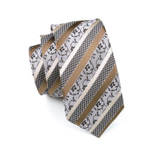 Load image into Gallery viewer, Gold and White Striped Tie Set