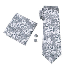 Load image into Gallery viewer, Silver OG Paisley Tie Set