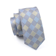 Load image into Gallery viewer, Grey Yellow Blue Plaid Tie Set