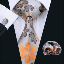 Load image into Gallery viewer, Brown and Orange Floral Tie Set