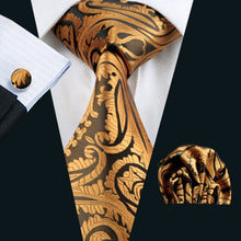 Load image into Gallery viewer, Golden Paisley Tie Set
