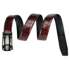 Load image into Gallery viewer, Brown Cherry Crocodile Auto Buckle Belt