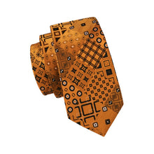 Load image into Gallery viewer, Orange and Black Geometric Tie Set