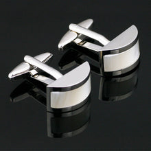 Load image into Gallery viewer, Thin Pearl Silver Cufflinks