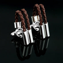 Load image into Gallery viewer, Brown Braided Rope Cufflinks