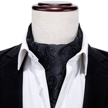 Load image into Gallery viewer, Black Paisley Ascot Set