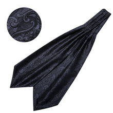 Load image into Gallery viewer, Black Paisley Ascot Set