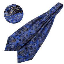 Load image into Gallery viewer, Black and Blue Paisley Ascot Set